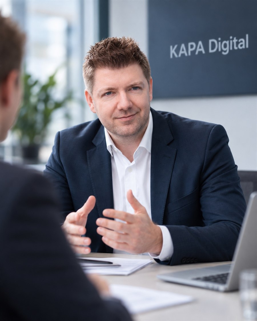 Beratungsgespräch bei KAPA Digital am Besprechungstisch